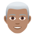 👨🏽‍🦳 man: medium skin tone, white hair display on JoyPixels